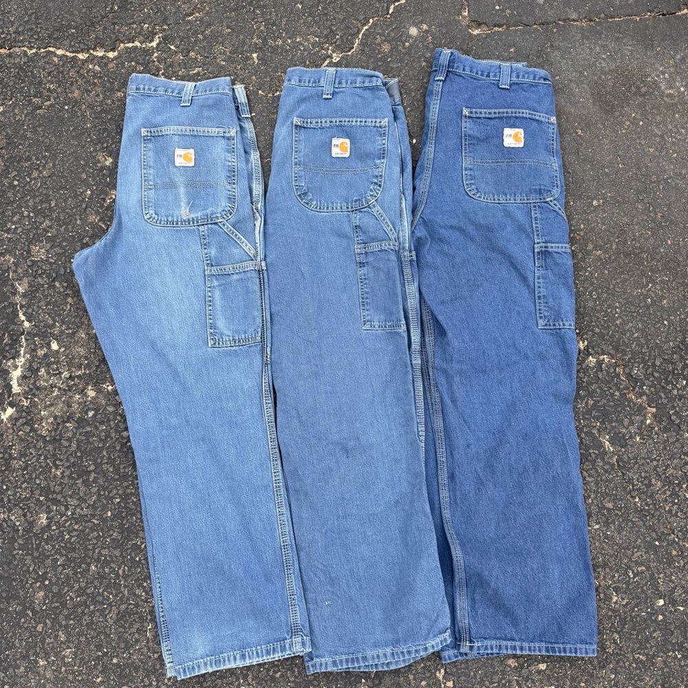 3pack! Vintage/Distressed Carhartt Men's Cat2 FR Blue Jeans! !!32x30!! - Picture 2 of 11